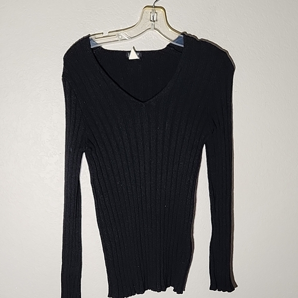 J Crew Womens Sweater Size M Ribbed Black Marino Wool Blend - Picture 1 of 7
